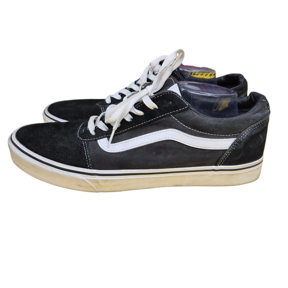 Vans Ward Low Top Sneakers Mens 13 Black White Suede Canvas Skate Shoes